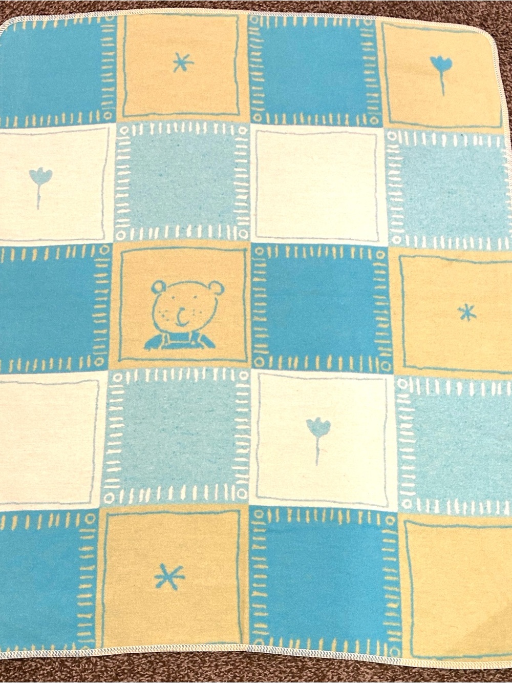 NWT David Fussenegger Baby Blanket Kinderdecke Juwel with Square Print Design